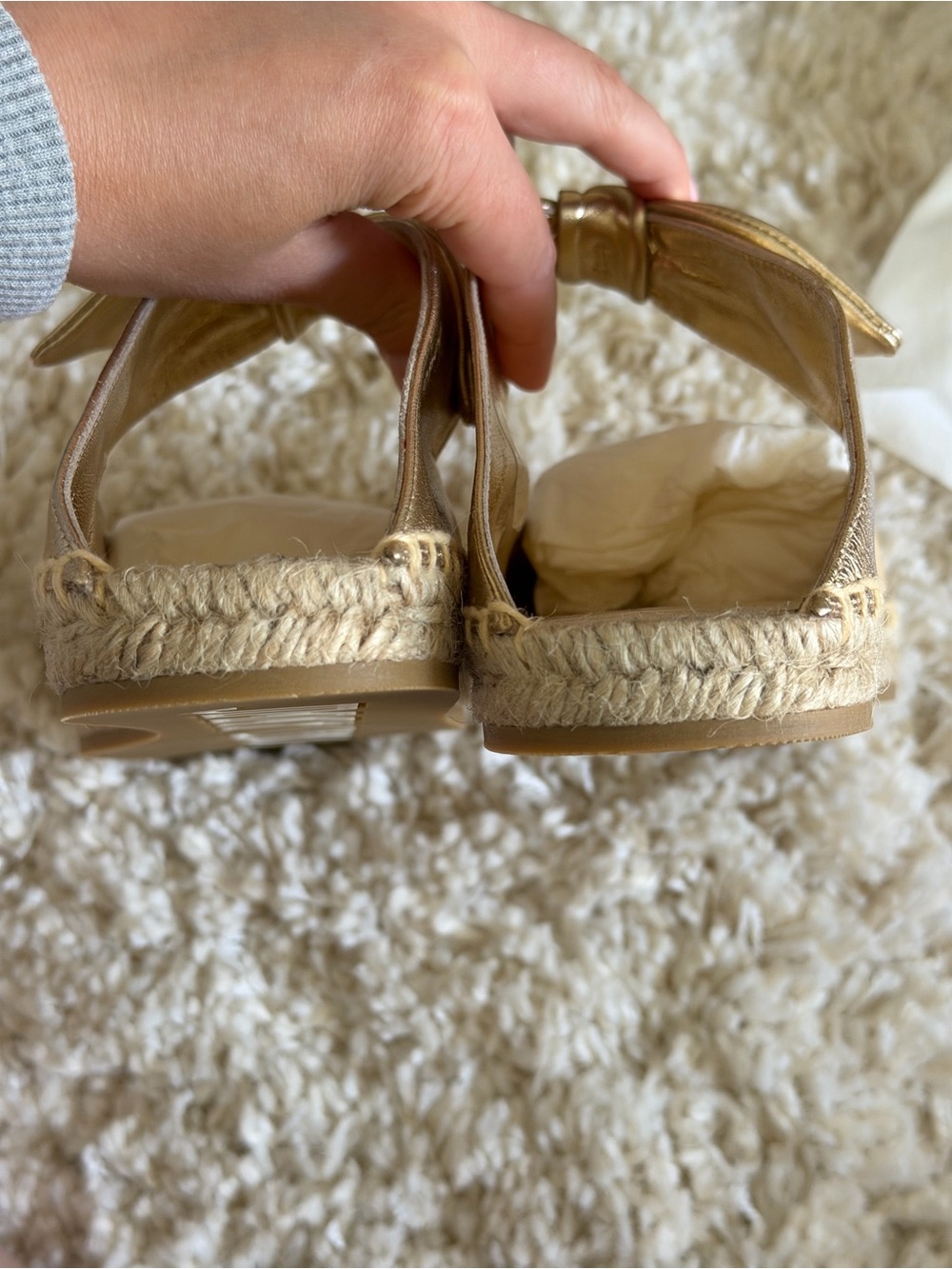 NEW WITH BOX Jimmy Choo Metallic Gold Bow Espadrille Slip-Ons Size 39/US 9 - Picture 6 of 16